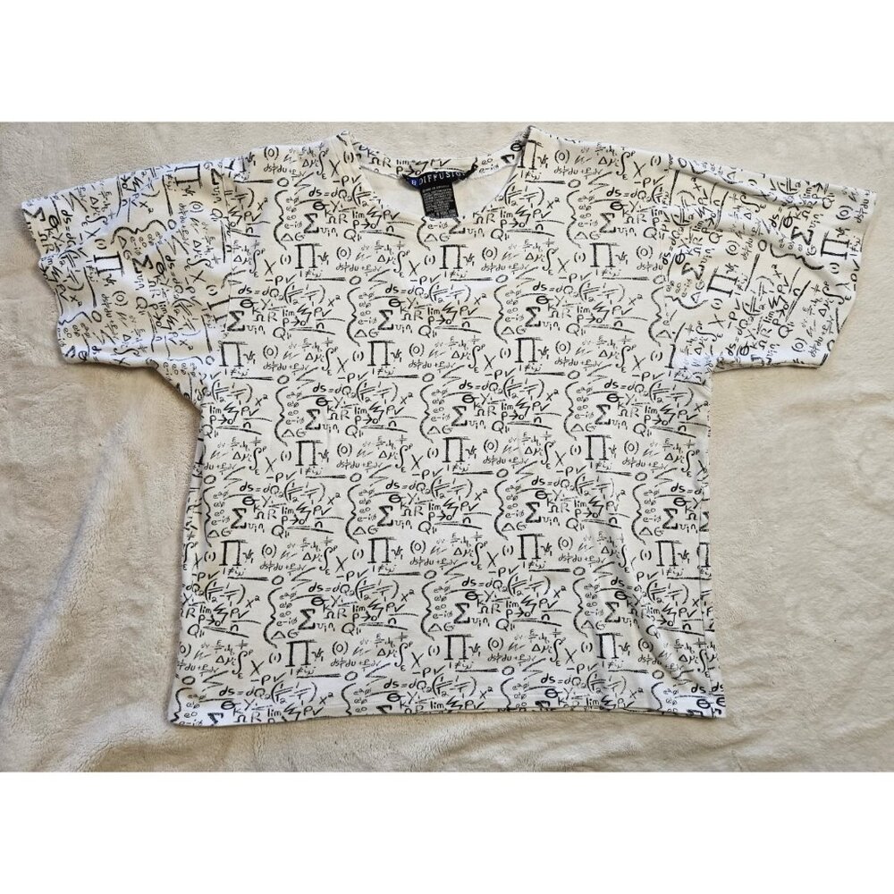 90s vintage math formula equation print t-shirt boxy short IB Diffusion Size L